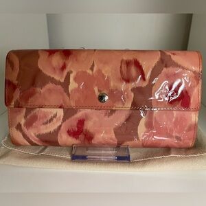 Louis Vuitton Vernis Ikat Floral Monogram Long Sarah Wallet Pink Patent Leather